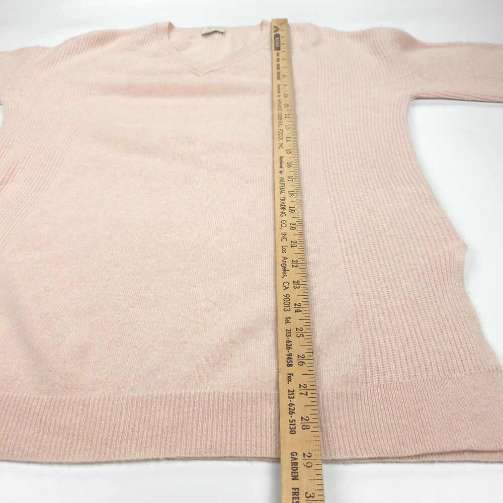 WRAP London 100% Cashmere V-Neck Tunic Sweater Blush Minimal Quiet Luxury Preppy - Picture 4 of 8